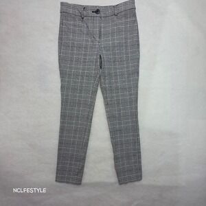 Loft The Sutton Skinny Pants Womens 00P Black White Glen Plaid Check Trousers